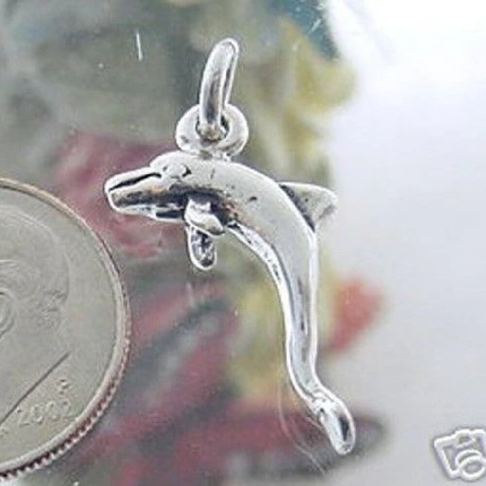 DOLPHIN CHARM IN 3D. STERLING SILVER.